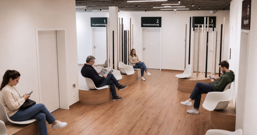 Der neugestaltete Wartebereich der Augenklinik Königs Wusterhausen